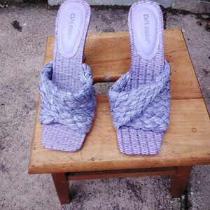 Lidia Woven Lilac Heels Mules Sandals
